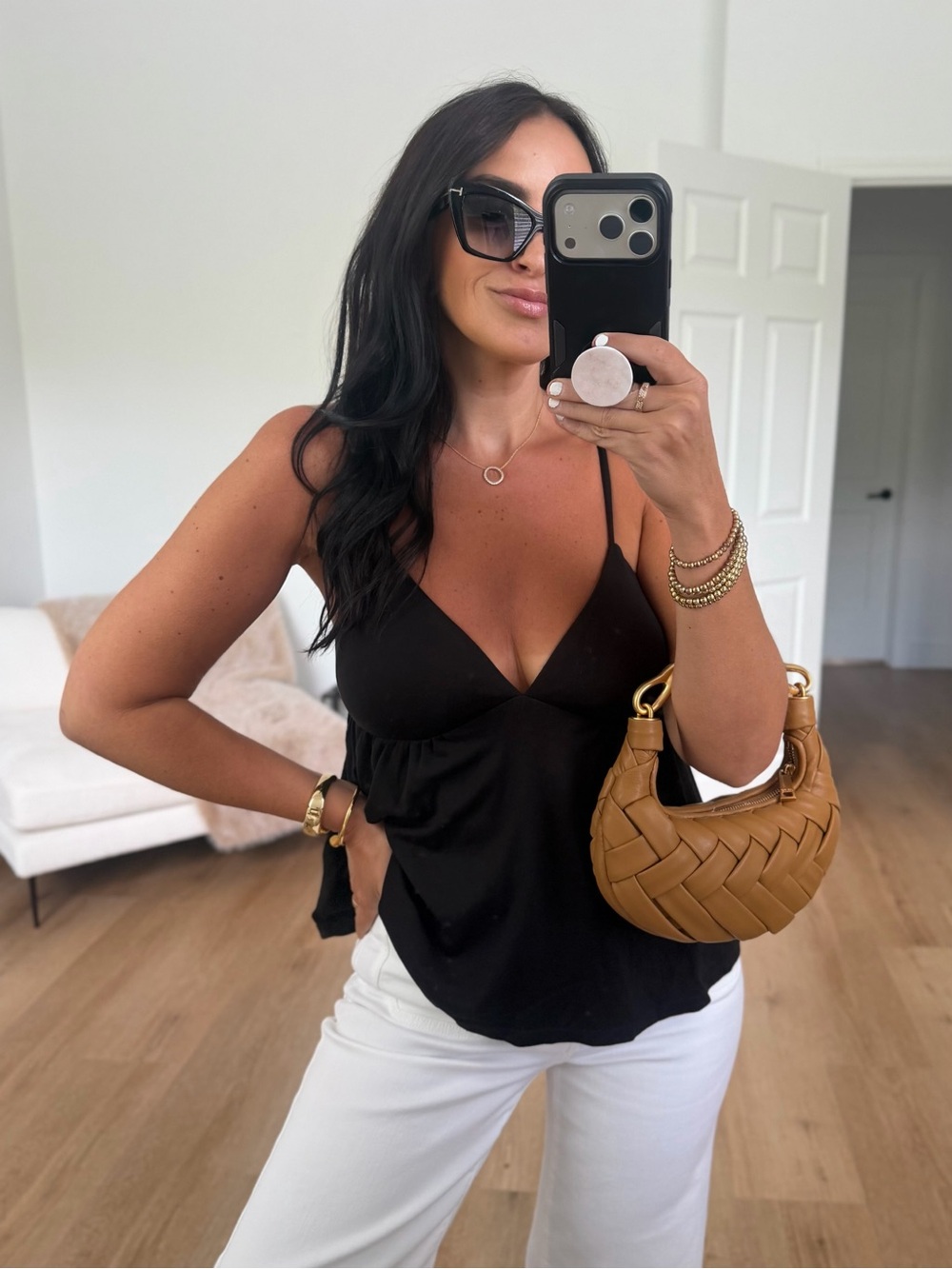 Black tank with built in padding bra M